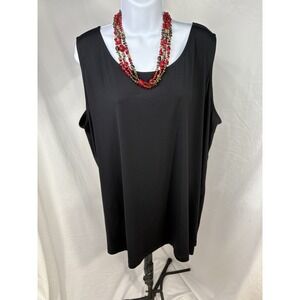 Roaman's Women's Black Sleeveless Tunic Top Size 22/24 1x Stretch‎ Pullover Plus